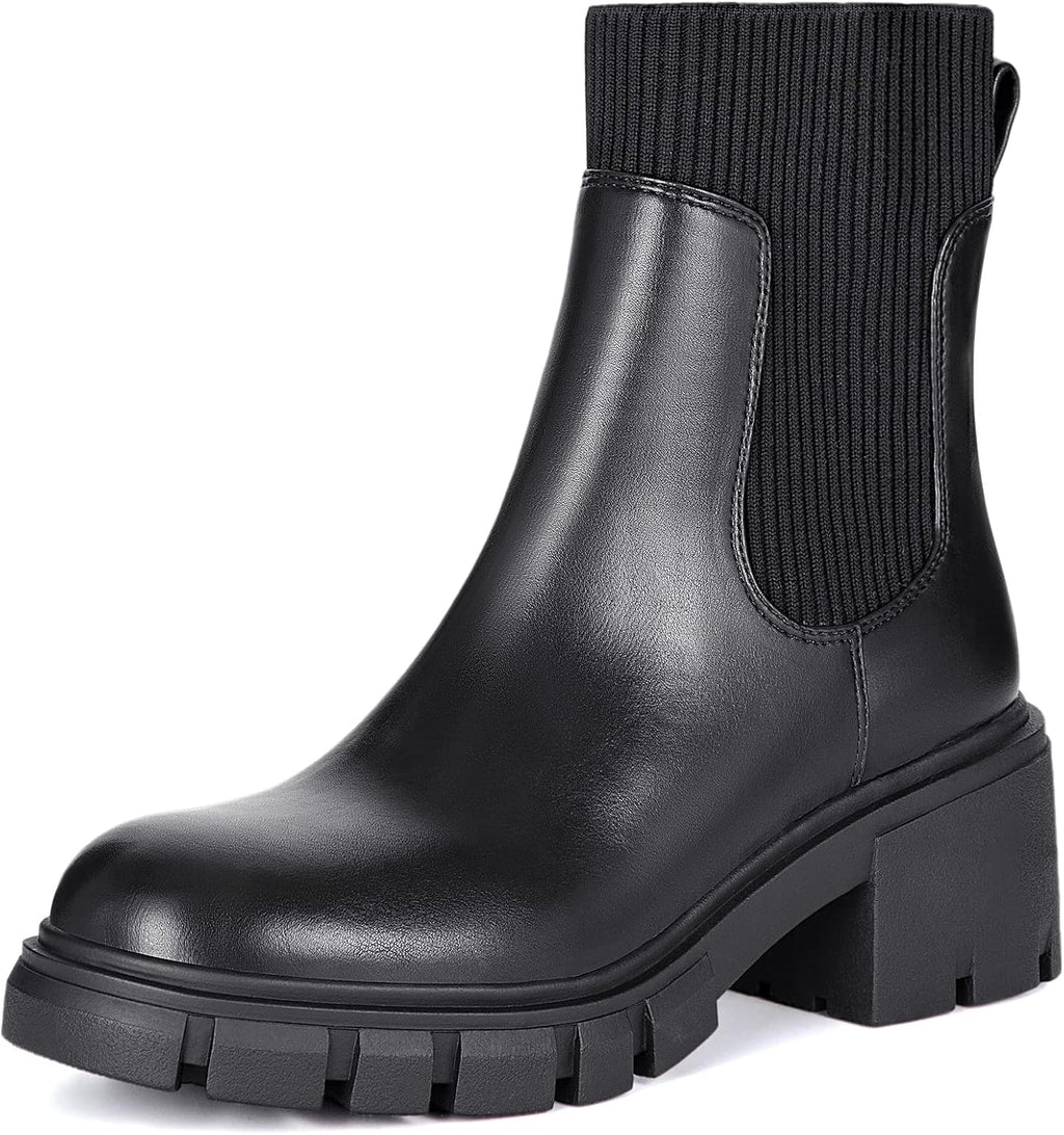 Women's Chunky Heel Platform Chelsea Ankle Boots