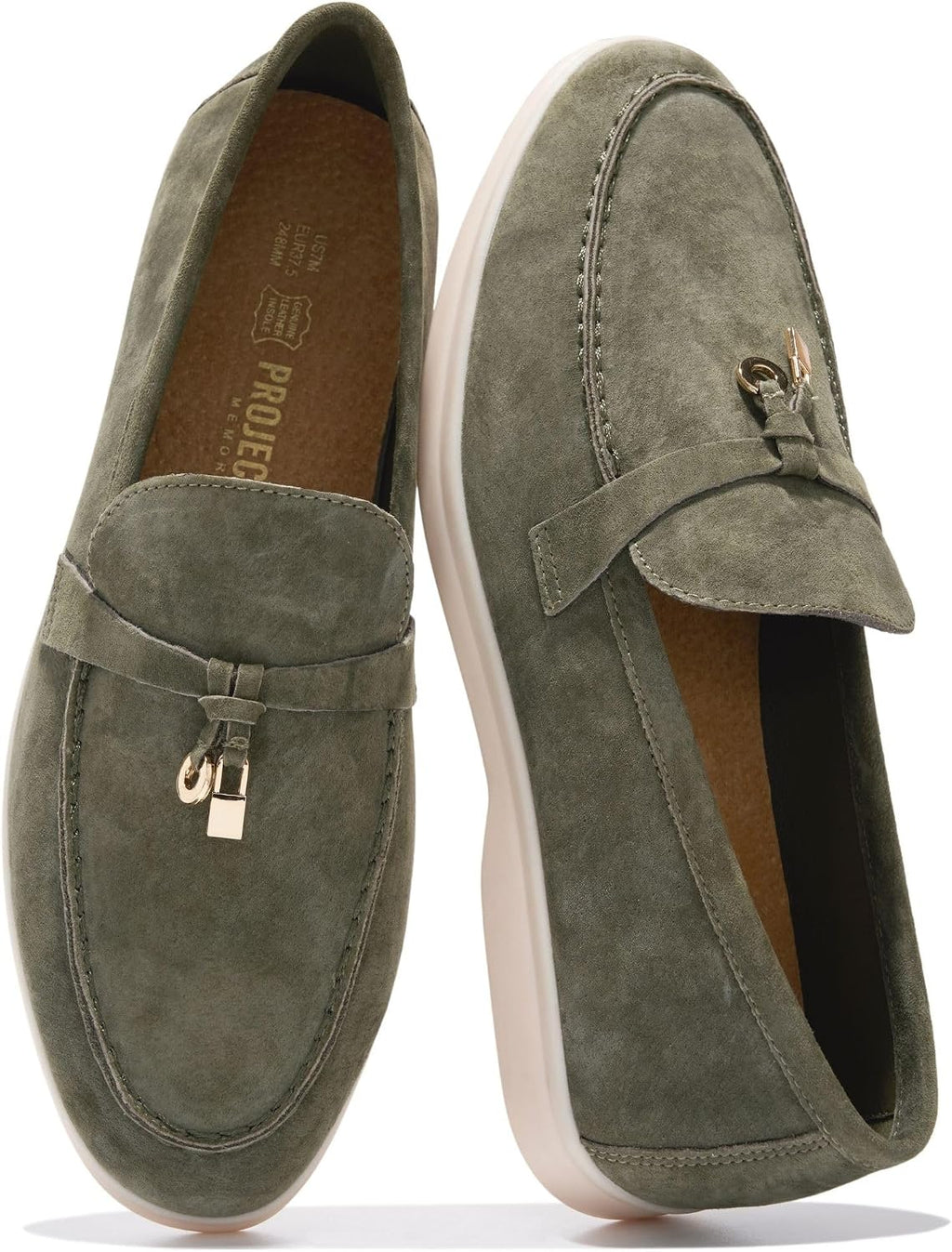 Women's Genuine Leather Slip-On Loafers with Memory Foam