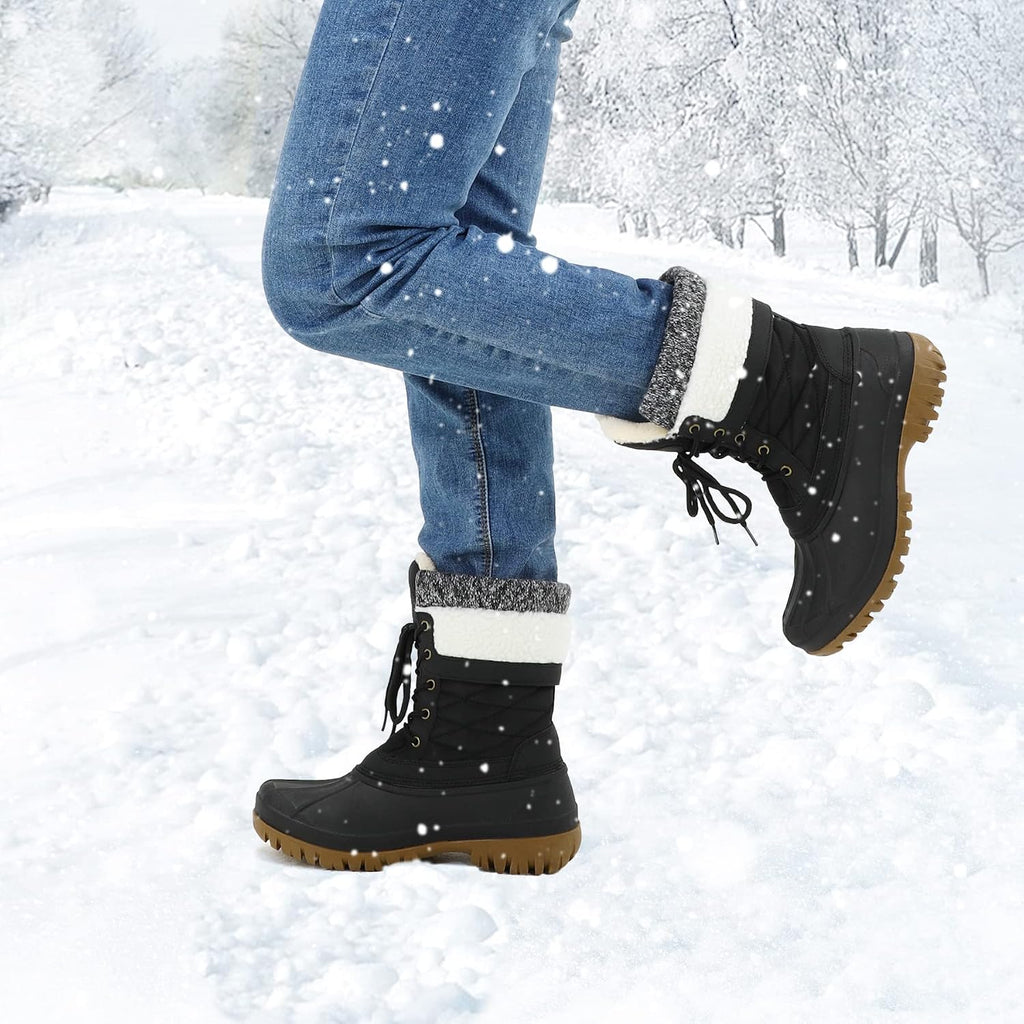 Women's Waterproof Insulated Mid-Calf Snow Boots, Lace-Up