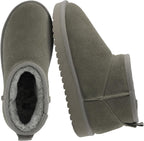 Women's Suede Ankle Boots with Faux Fur Lining & Memory Foam