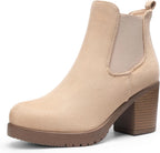 Women's Chunky Heel Chelsea Ankle Boots in Faux Suede