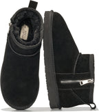 Women's Genuine Leather Ankle Boots with Faux Fur Lining