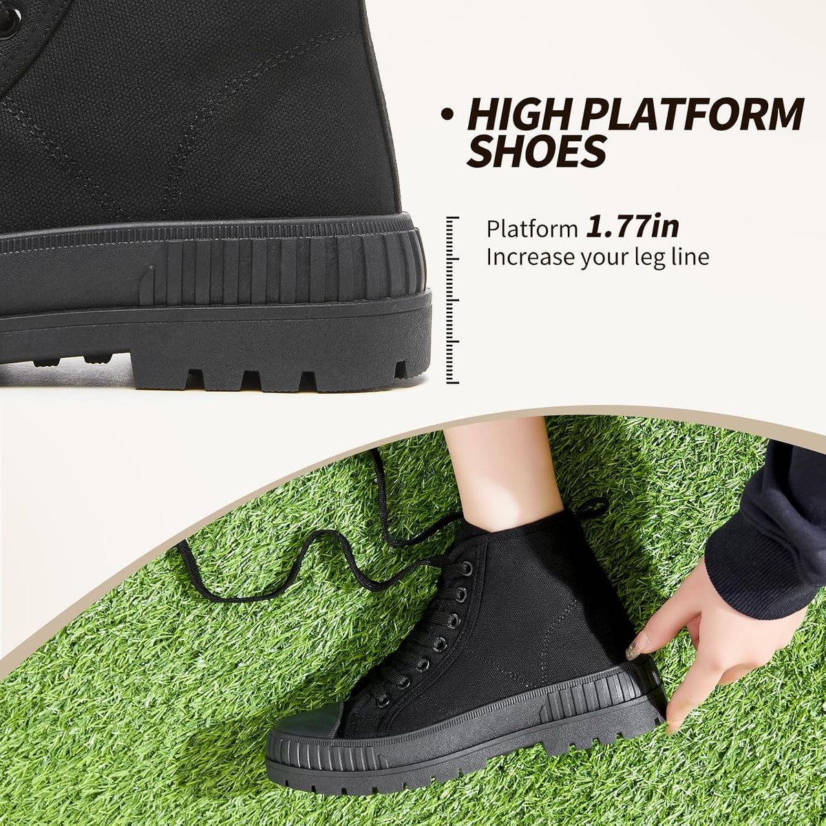 Women's White High Top Platform Canvas Sneakers