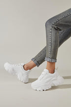Women's White Platform Chunky Sneakers, Memory Foam Insole