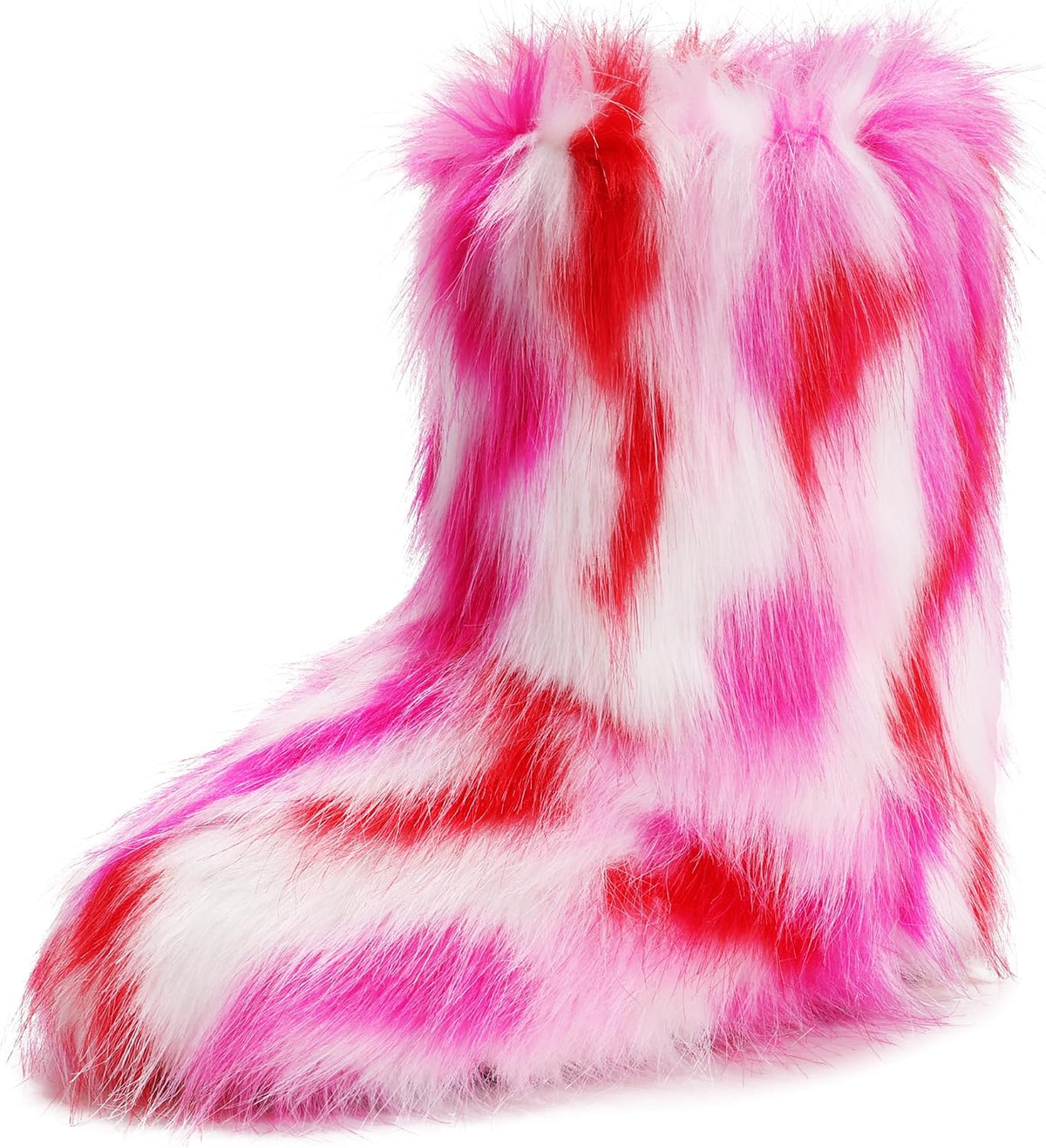 Women's Faux Fur Mid-Calf Snow Boots with Round Toe