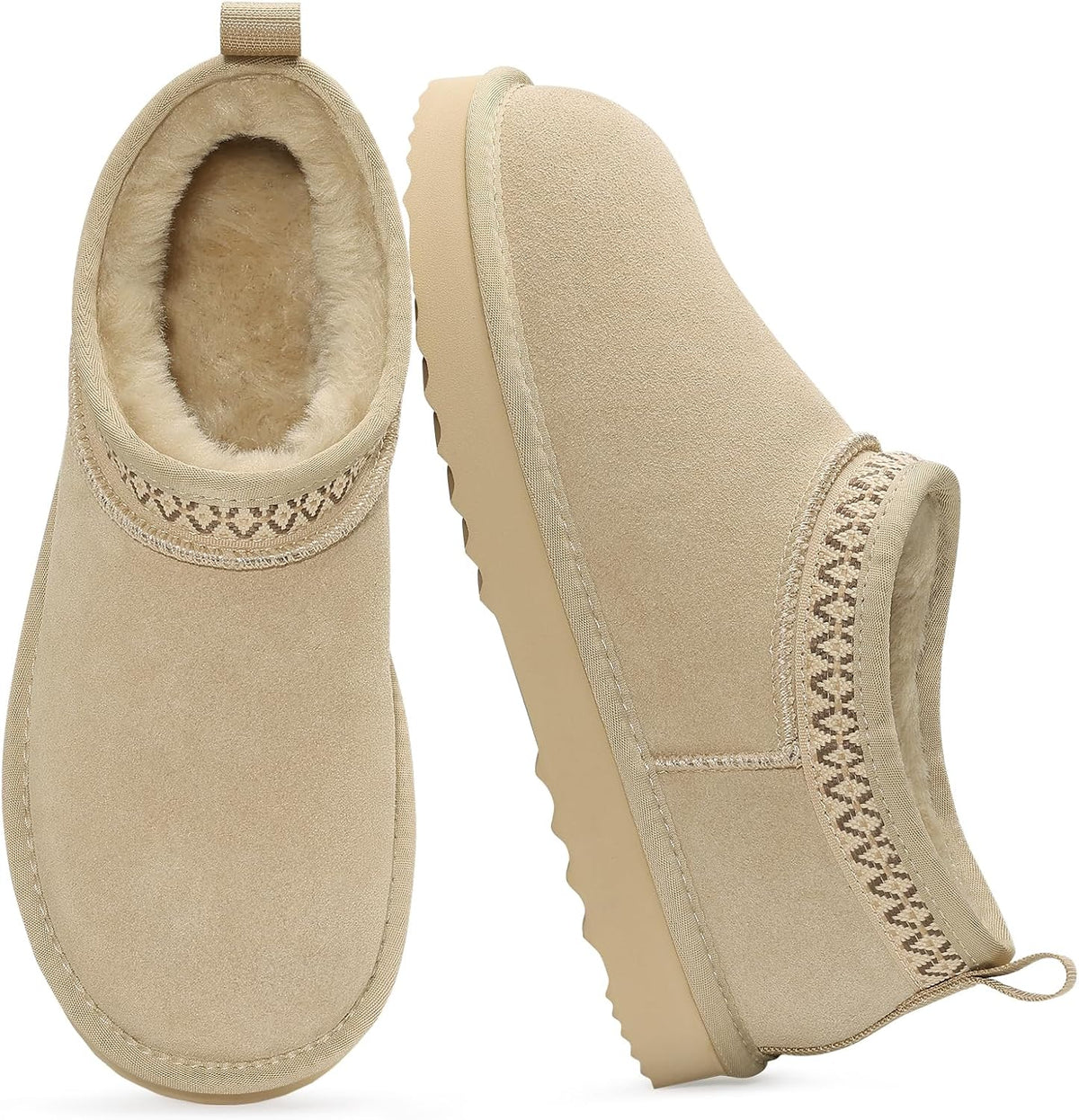 Women's Suede Ankle Boots with Faux Fur Lining