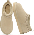 Women's Suede Ankle Boots with Faux Fur Lining