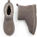 Women's Genuine Suede Mini Boots with Faux Fur Lining