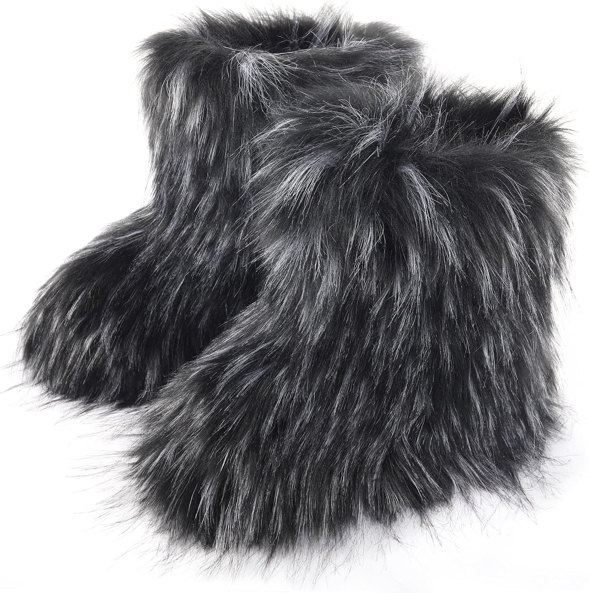 Women's Faux Fur Snow Boots – Fluffy Mid-Calf Flat Winter Boots