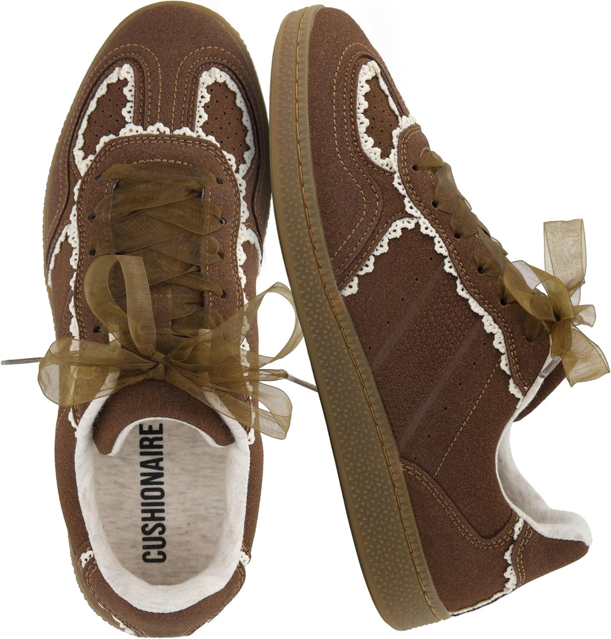 Women's Lace Detail Sneakers with Ribbon Laces & Cushioned Insole