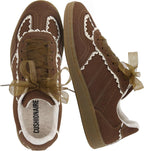 Women's Lace Detail Sneakers with Ribbon Laces & Cushioned Insole