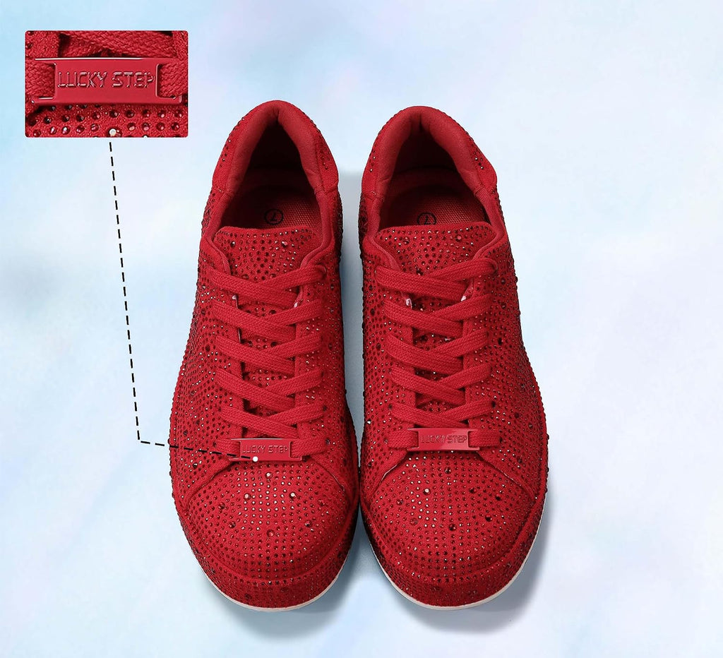 Women's Rhinestone Platform Sneakers, Mesh Upper