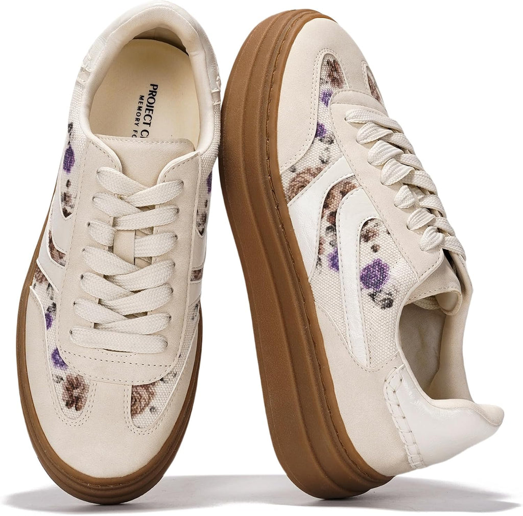 Women's Platform Sneakers with Memory Foam Insole, Lace-Up