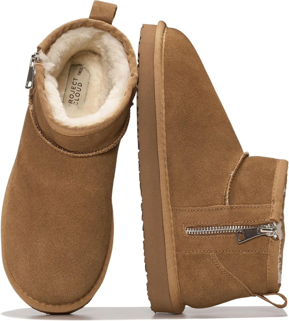 Women's Genuine Leather Ankle Boots with Faux Fur Lining