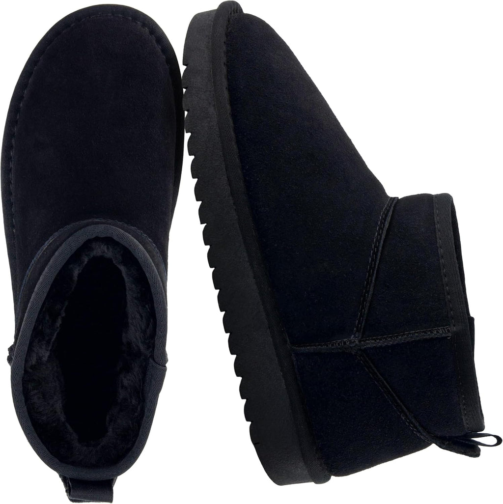 Women's Suede Ankle Boots with Faux Fur Lining & Memory Foam