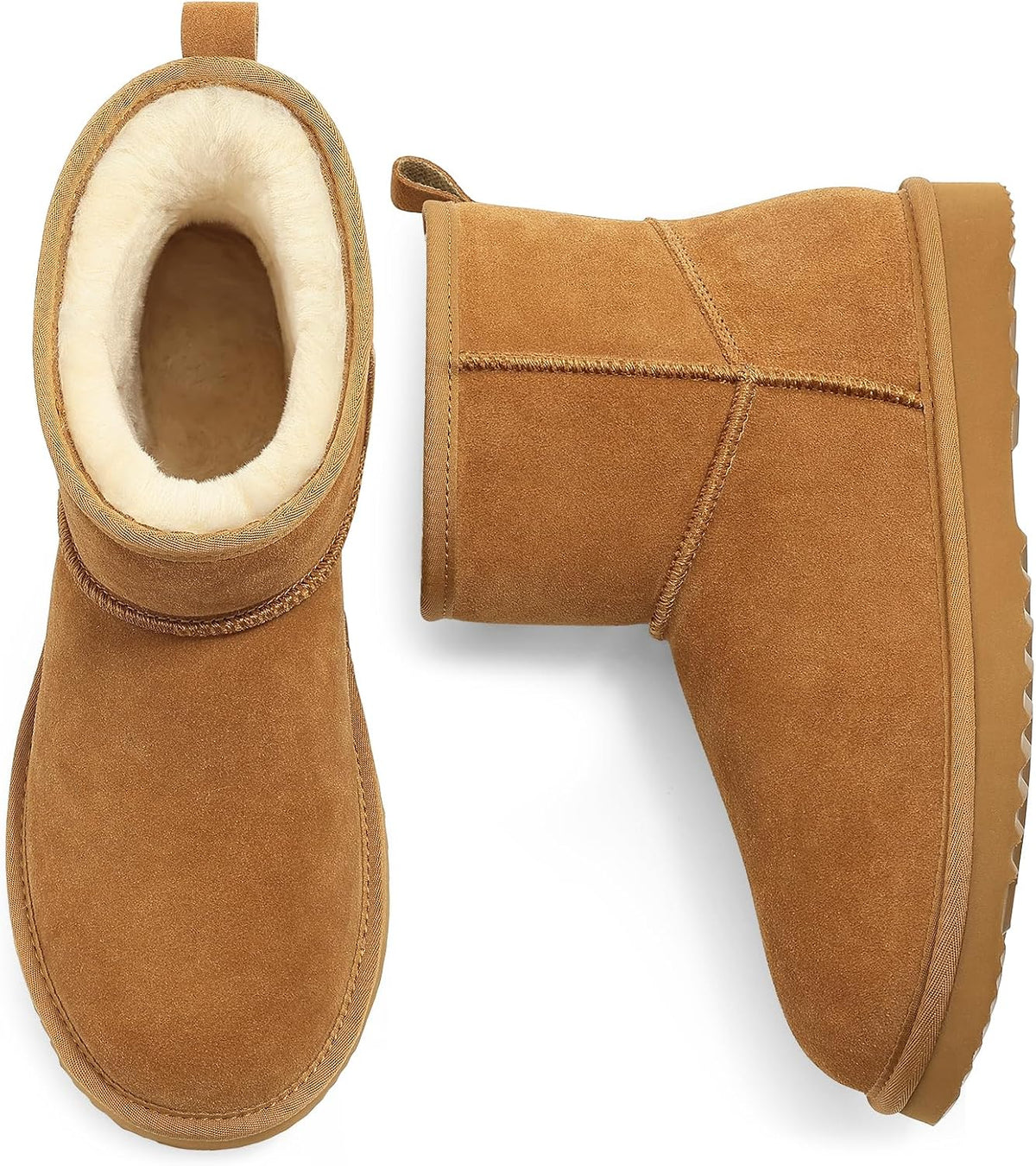 Women's Genuine Suede Mini Boots with Faux Fur Lining