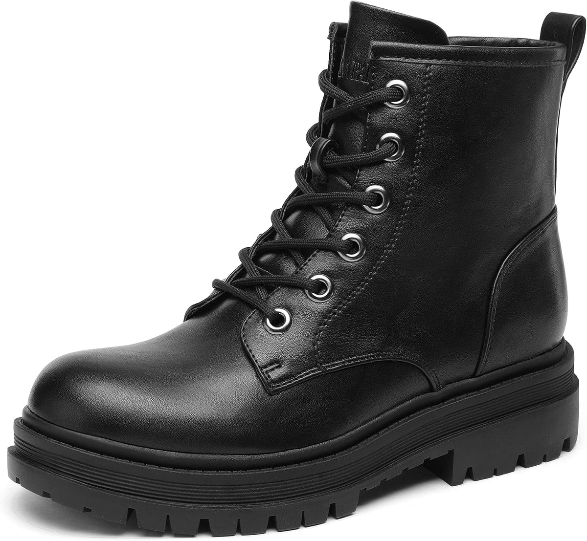 Women's Lace-Up Combat Boots with Lugged Platform Sole