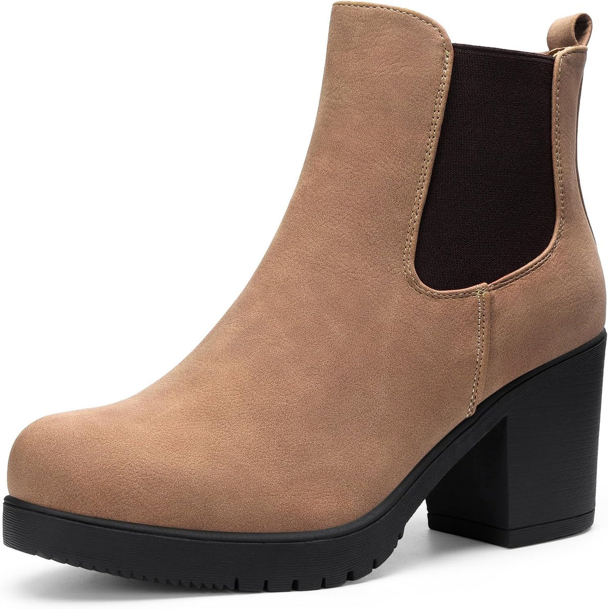 Women's Chunky Heel Chelsea Ankle Boots in Faux Suede
