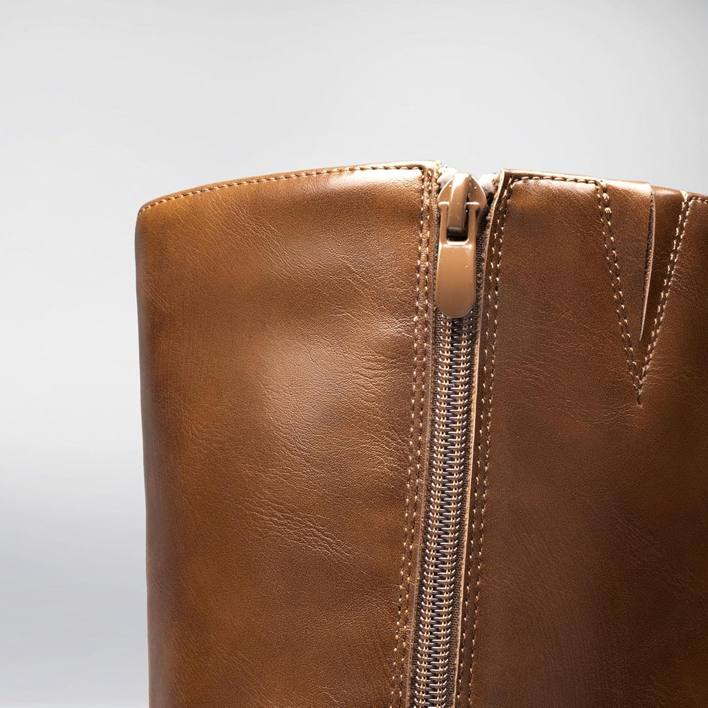 Women's Knee High Platform Boots with Inner Zipper, Round Toe