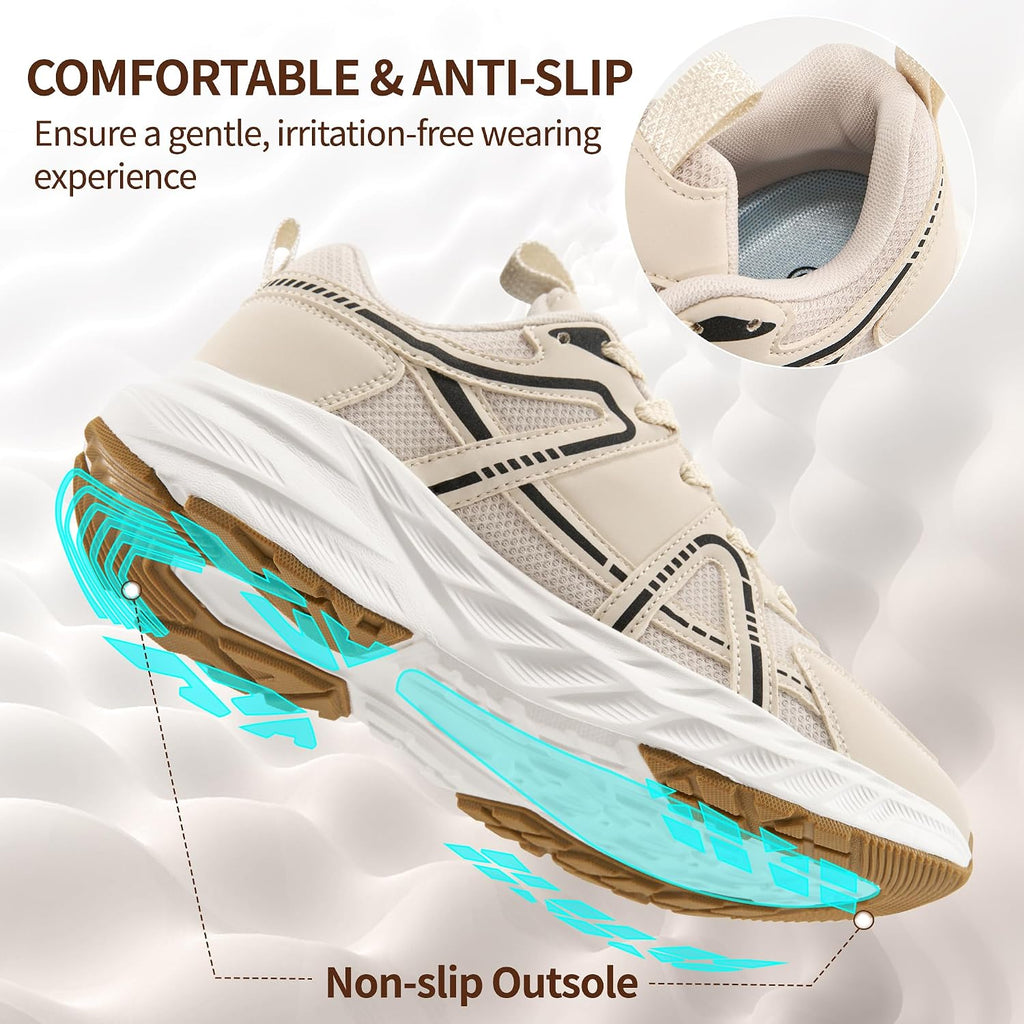Women's Non-Slip Walking Shoes, Lightweight Cushioned Sneakers