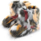 Women's Faux Fur Snow Boots – Fluffy Mid-Calf Flat Winter Boots