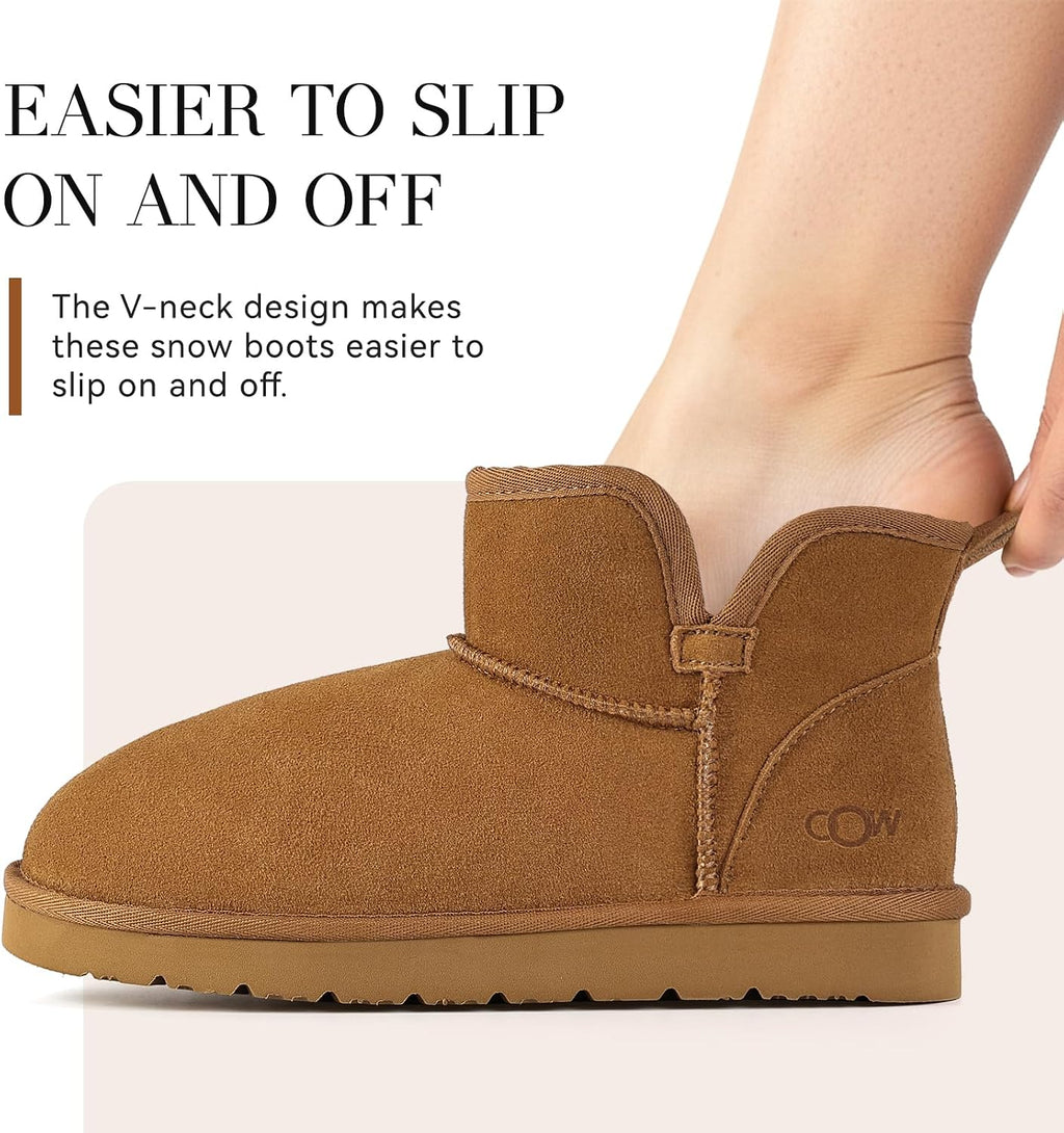 Women's Genuine Suede Ankle Boots with Fleece Lining
