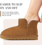 Women's Genuine Suede Ankle Boots with Fleece Lining