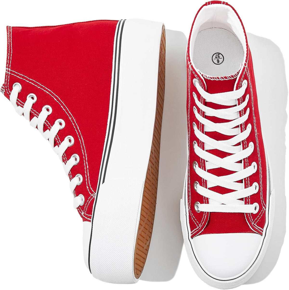 Women's White High Top Platform Canvas Sneakers