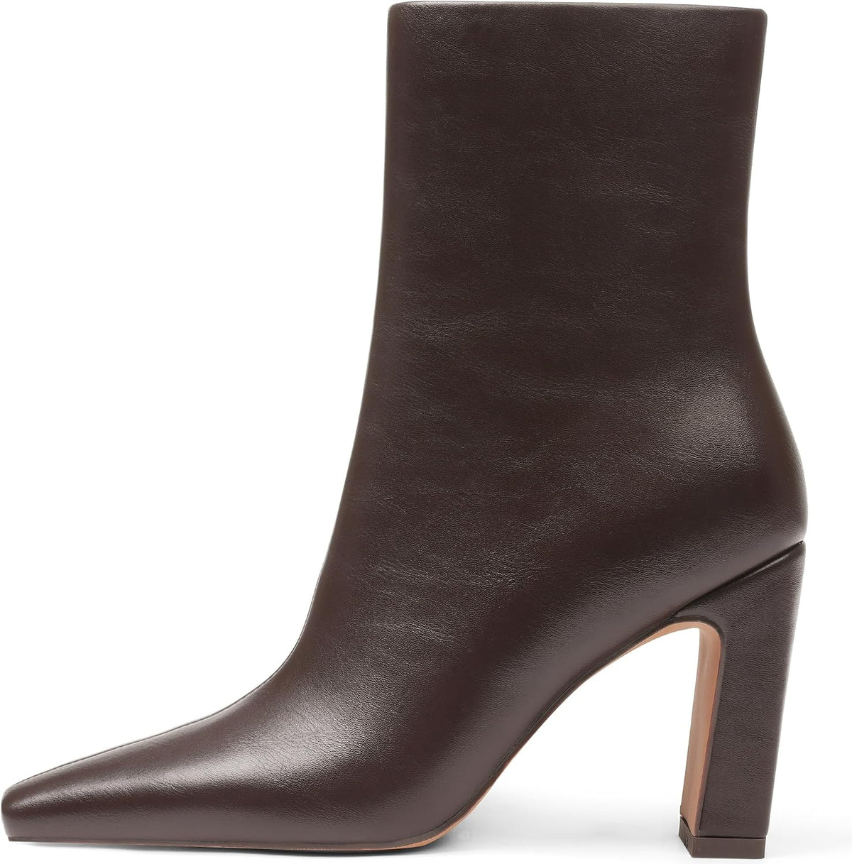 Women's Chunky Heel Square Toe Ankle Boots with Side Zip