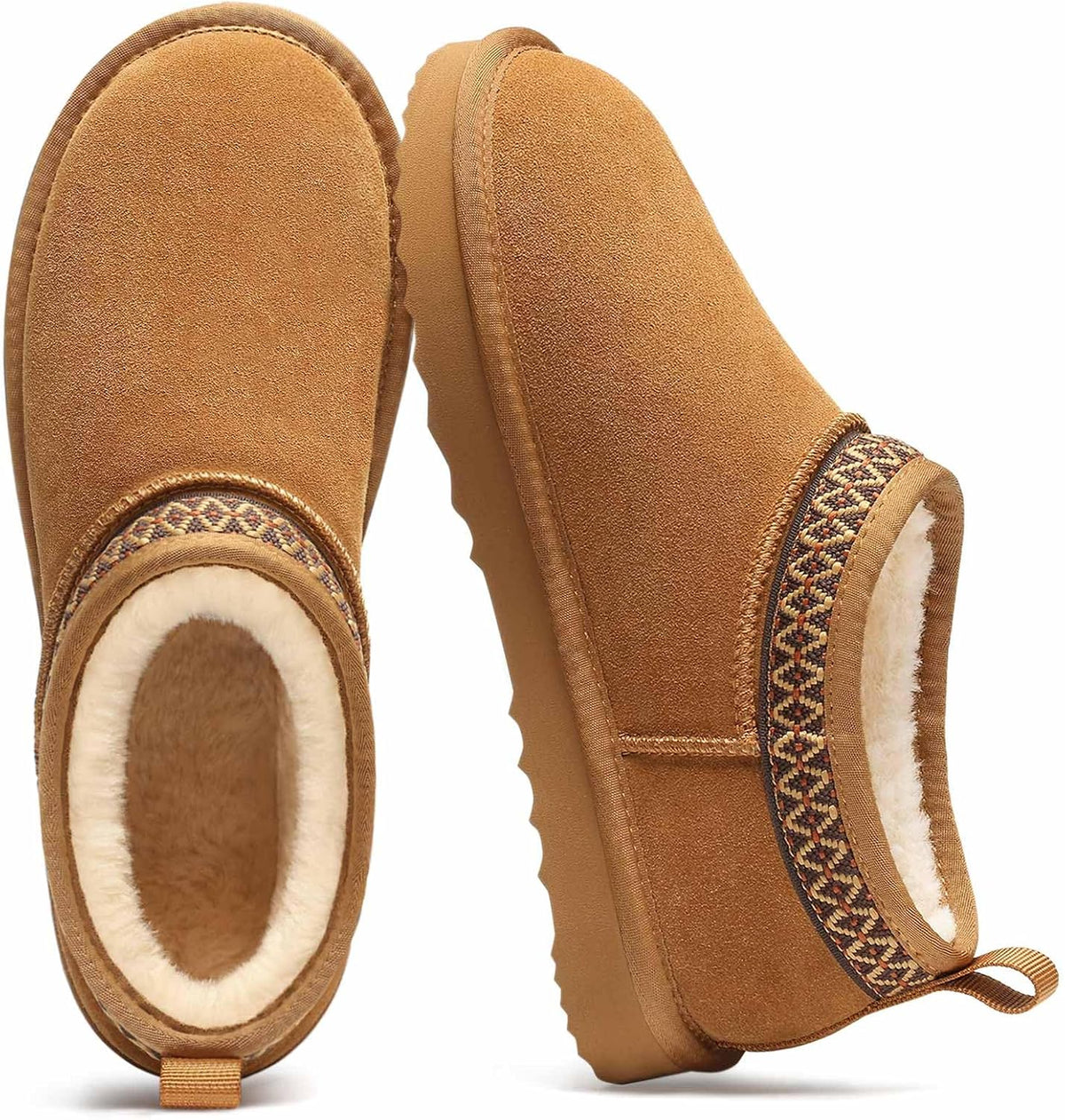 Women's Suede Ankle Boots with Faux Fur Lining