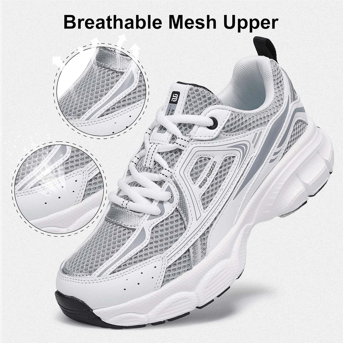 Women's Chunky Platform Sneakers with Mesh and Leather Upper