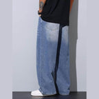 Men’s Medium Blue Baggy Wide-Leg Jeans Loose Fit Denim - VacationGrabs