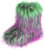 Women's Faux Fur Mid-Calf Snow Boots with Flat Heel