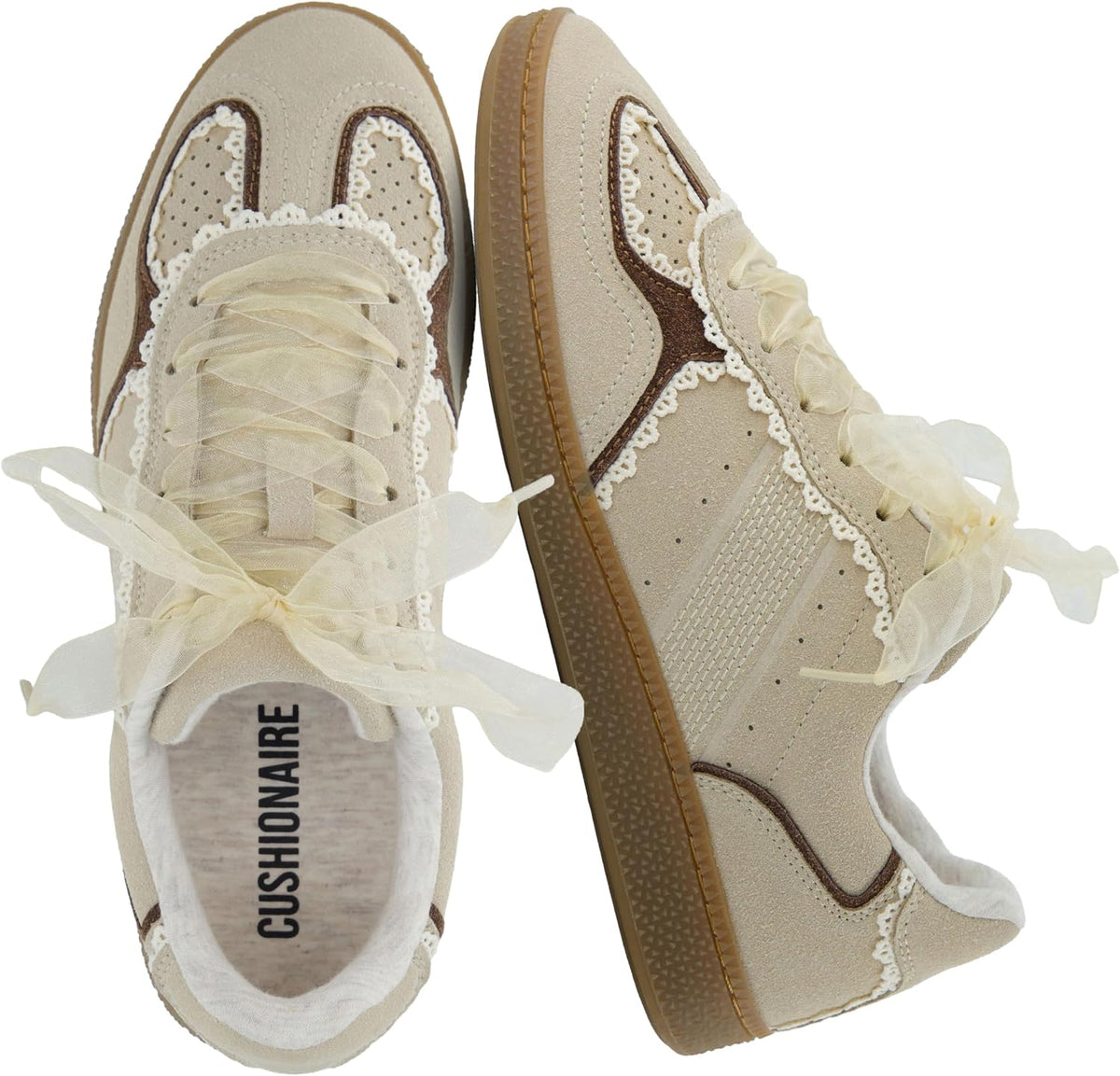 Women's Lace Detail Sneakers with Ribbon Laces & Cushioned Insole
