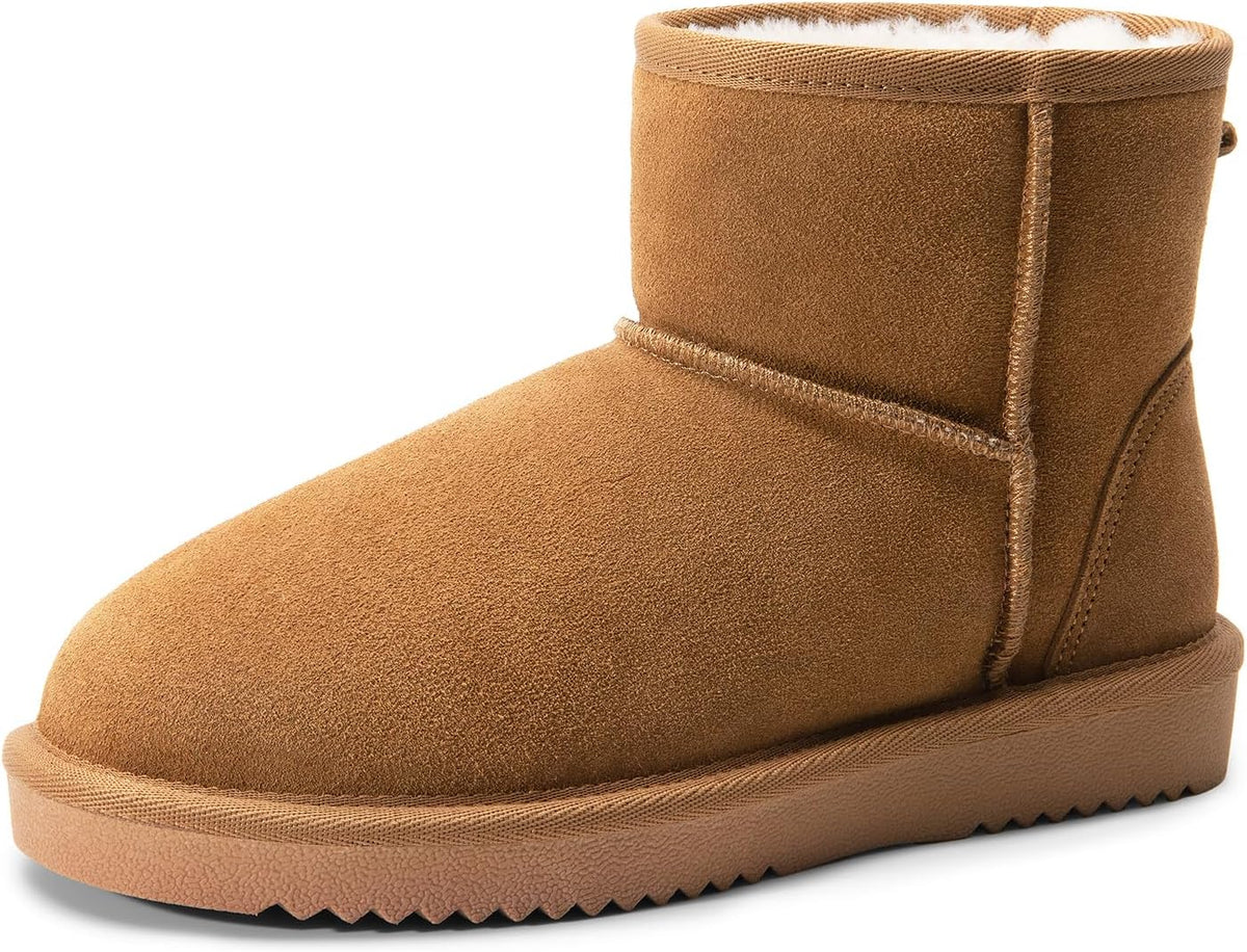 Women's Suede Mini Snow Boots with Faux Fur Lining