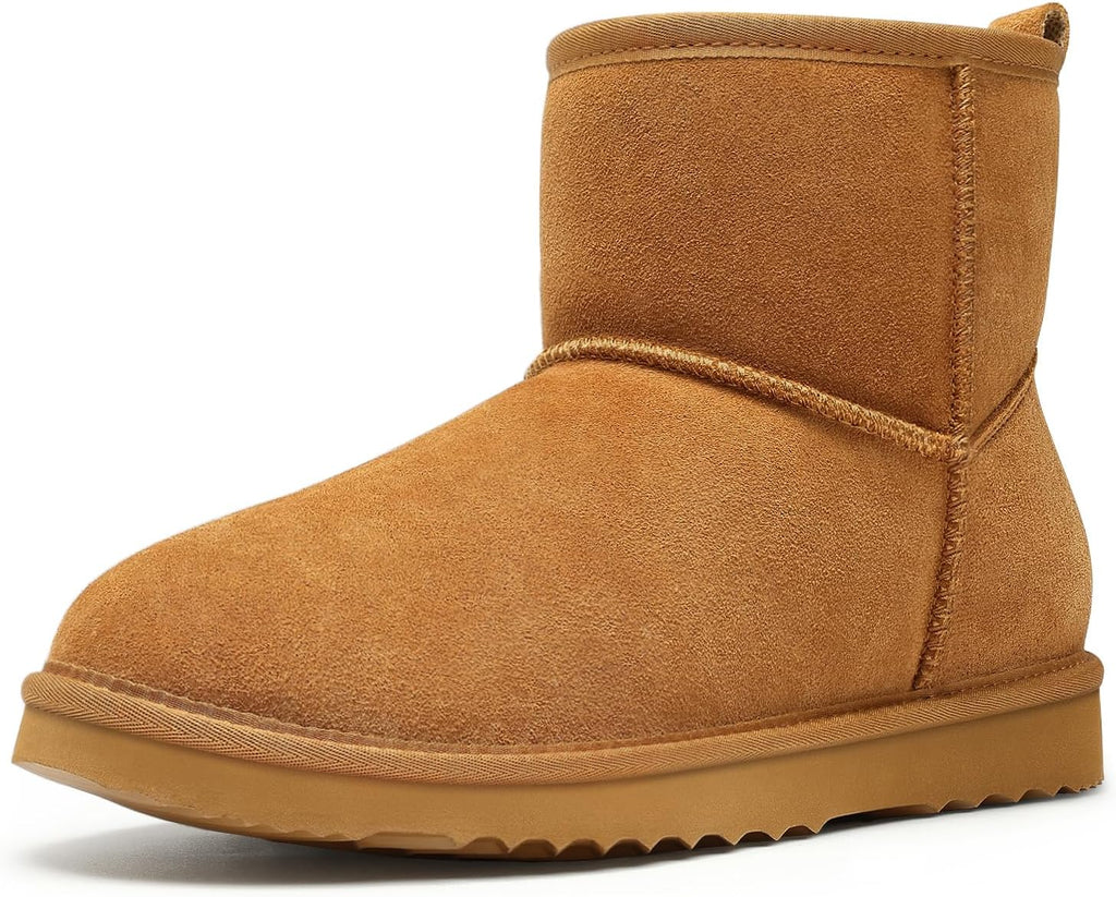 Women's Genuine Suede Mini Boots with Faux Fur Lining