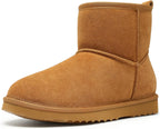 Women's Genuine Suede Mini Boots with Faux Fur Lining