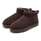 Chestnut Genuine Leather Ankle Boots for Women, Faux Fur Lined