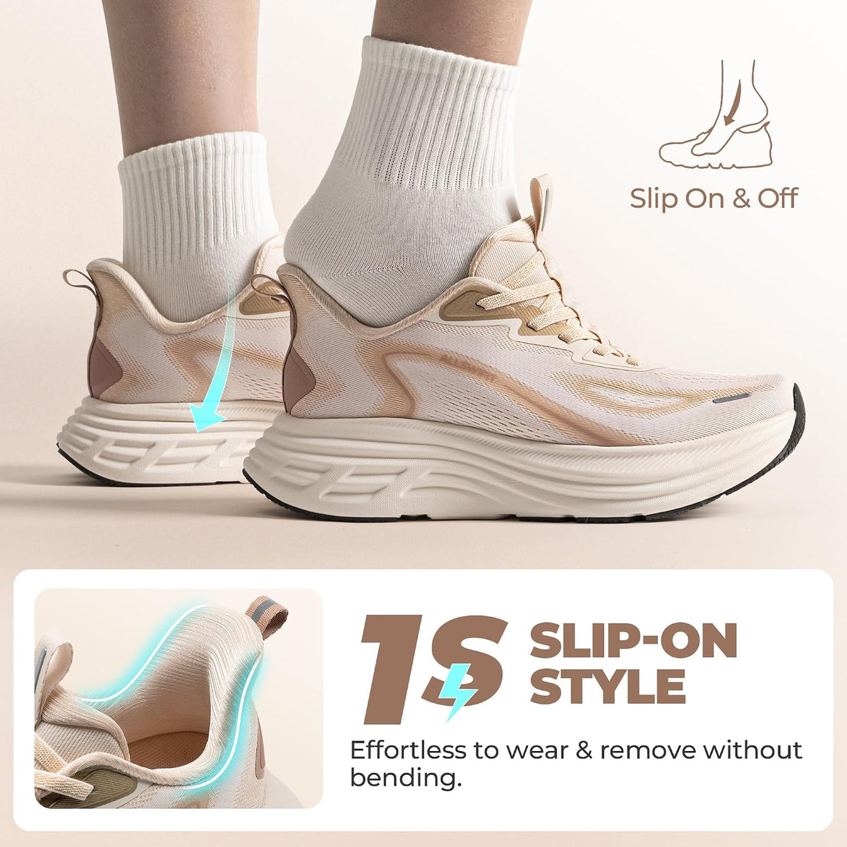 Women's Slip-On Walking Shoes with Arch Support Insole