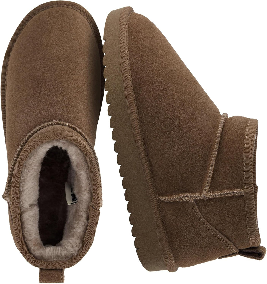 Women's Suede Ankle Boots with Faux Fur Lining & Memory Foam