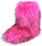 Women's Faux Fur Mid-Calf Snow Boots with Flat Heel