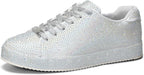 Women's Rhinestone Platform Sneakers, Mesh Upper