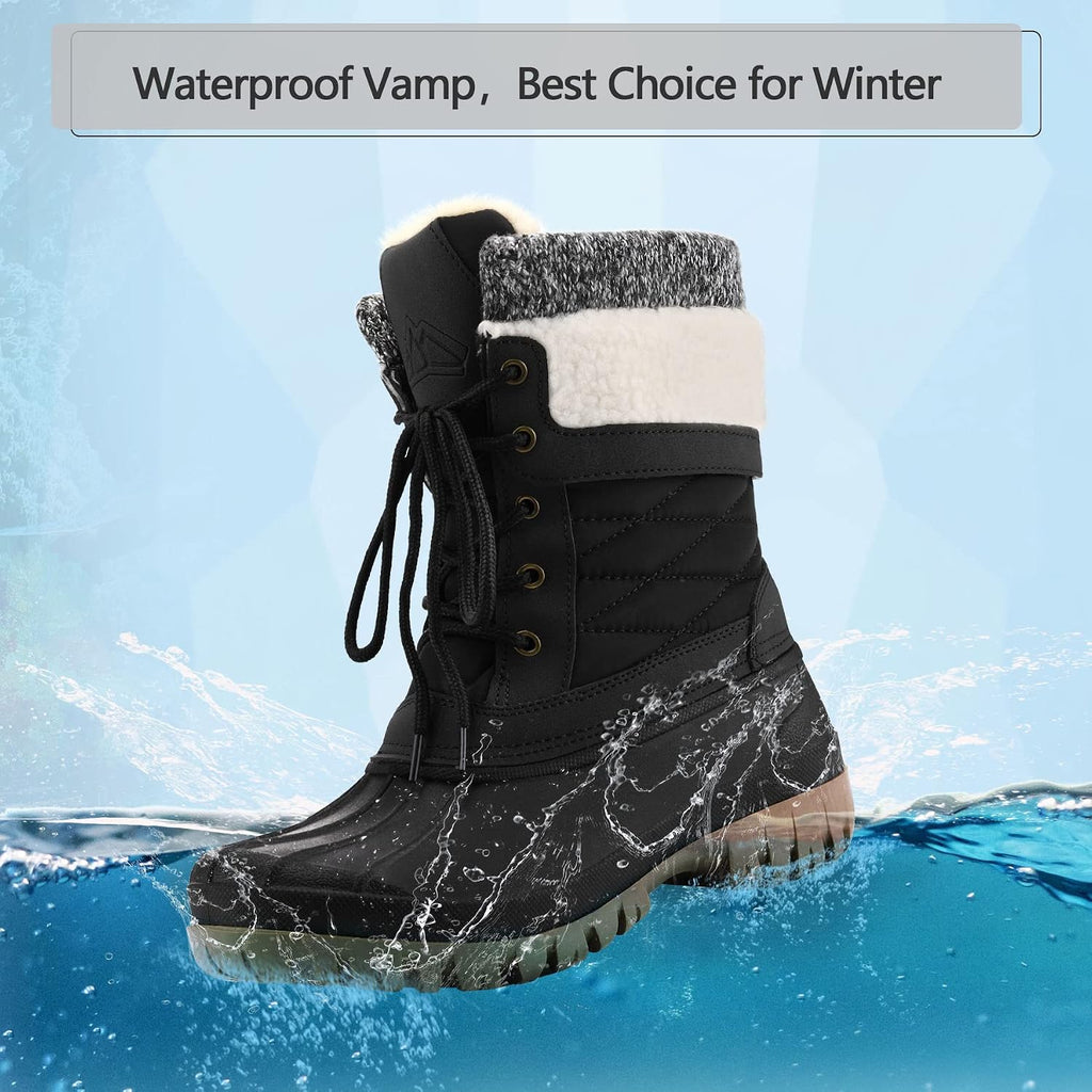 Women's Waterproof Insulated Mid-Calf Snow Boots, Lace-Up