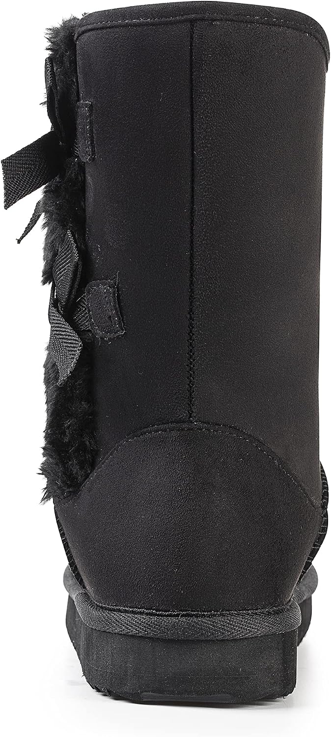 Women's Suede Mid-Calf Snow Boots with Side Bows