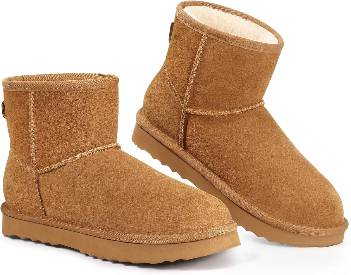 Women's Suede Mini Snow Boots with Faux Fur Lining