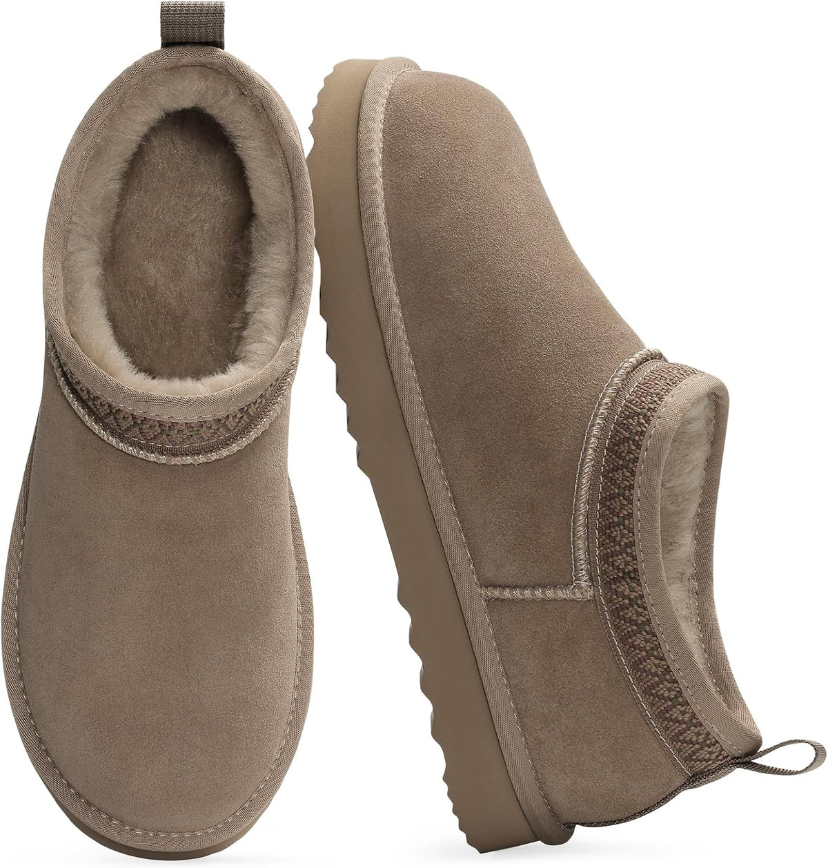 Women's Suede Ankle Boots with Faux Fur Lining