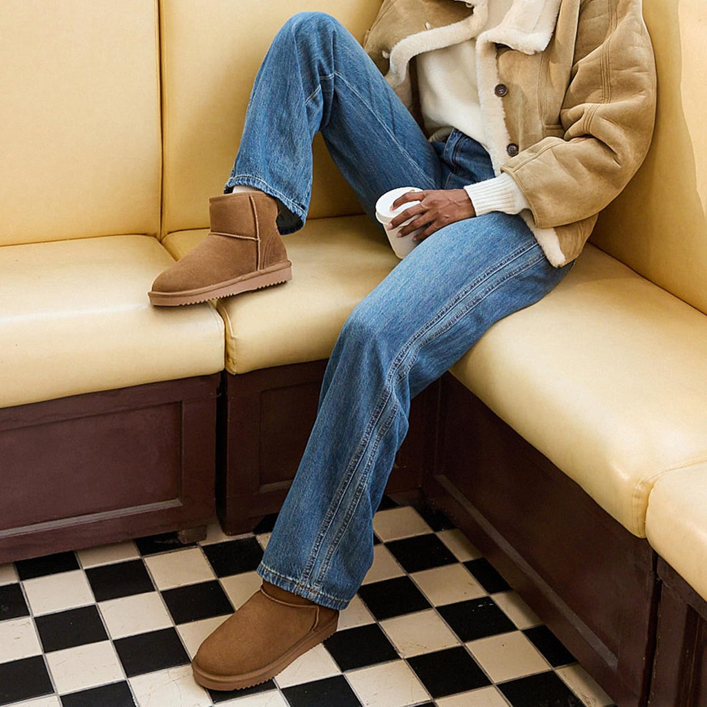 Women's Suede Mini Snow Boots with Faux Fur Lining