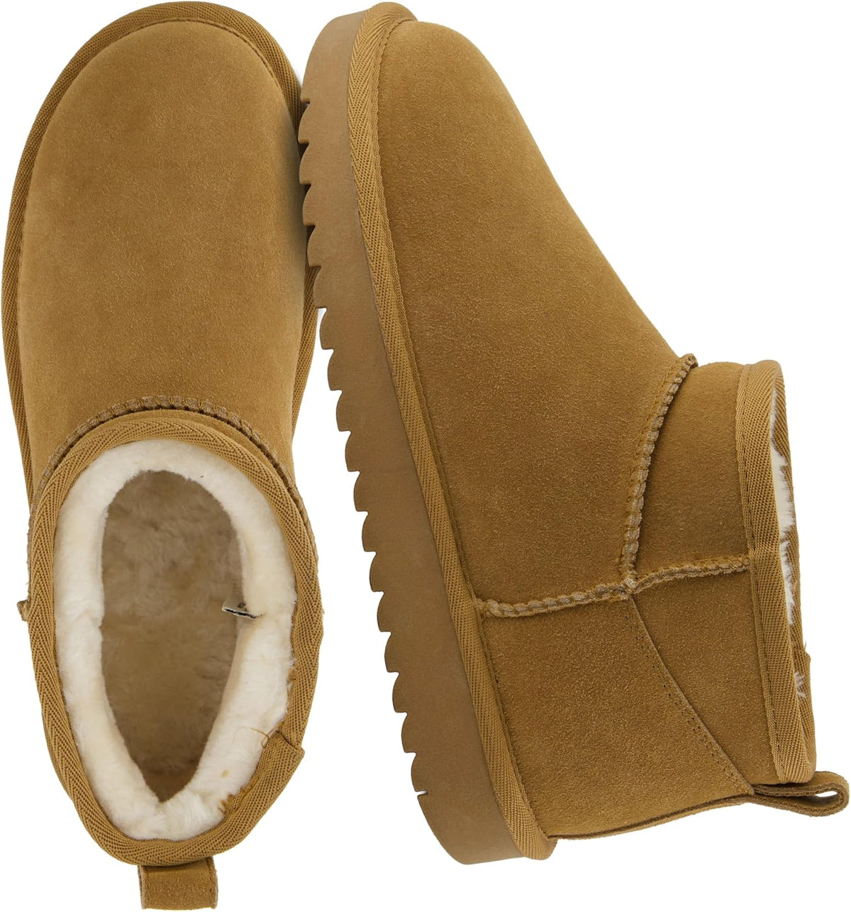 Women's Suede Ankle Boots with Faux Fur Lining & Memory Foam