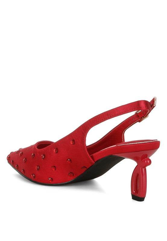 Dasavla Heart-Shaped Rhinestone Studded Slingbacks - VacationGrabs