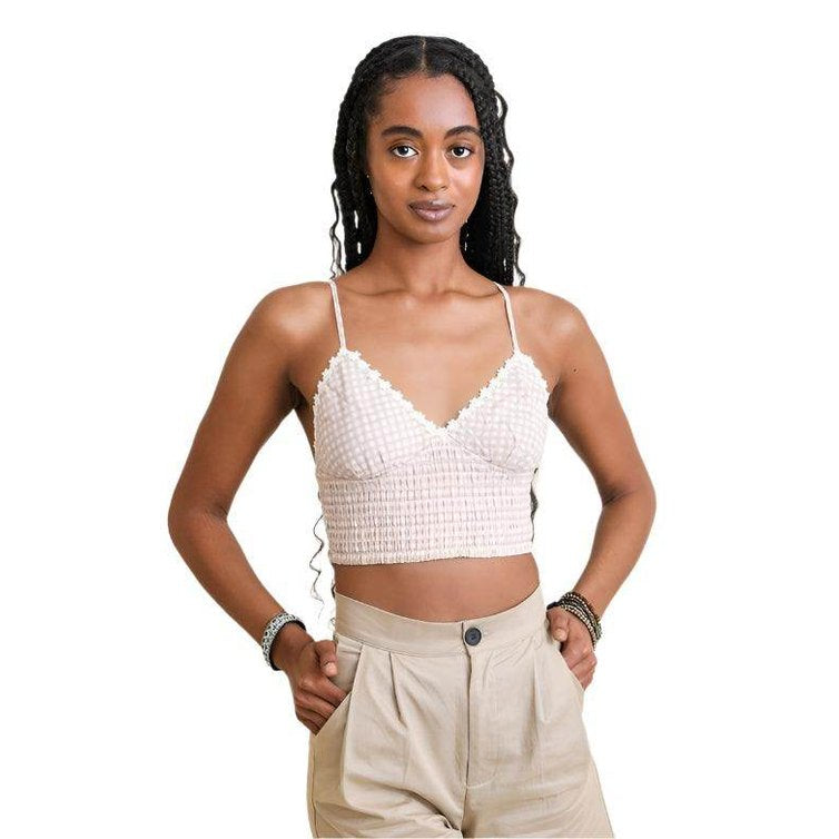 Gingham Smocked Bralette Top - VacationGrabs